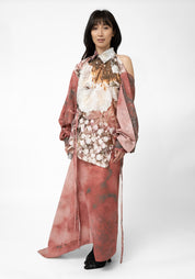 Transformable Open Shoulder Tie Detail Printed Blouse - December Thieves