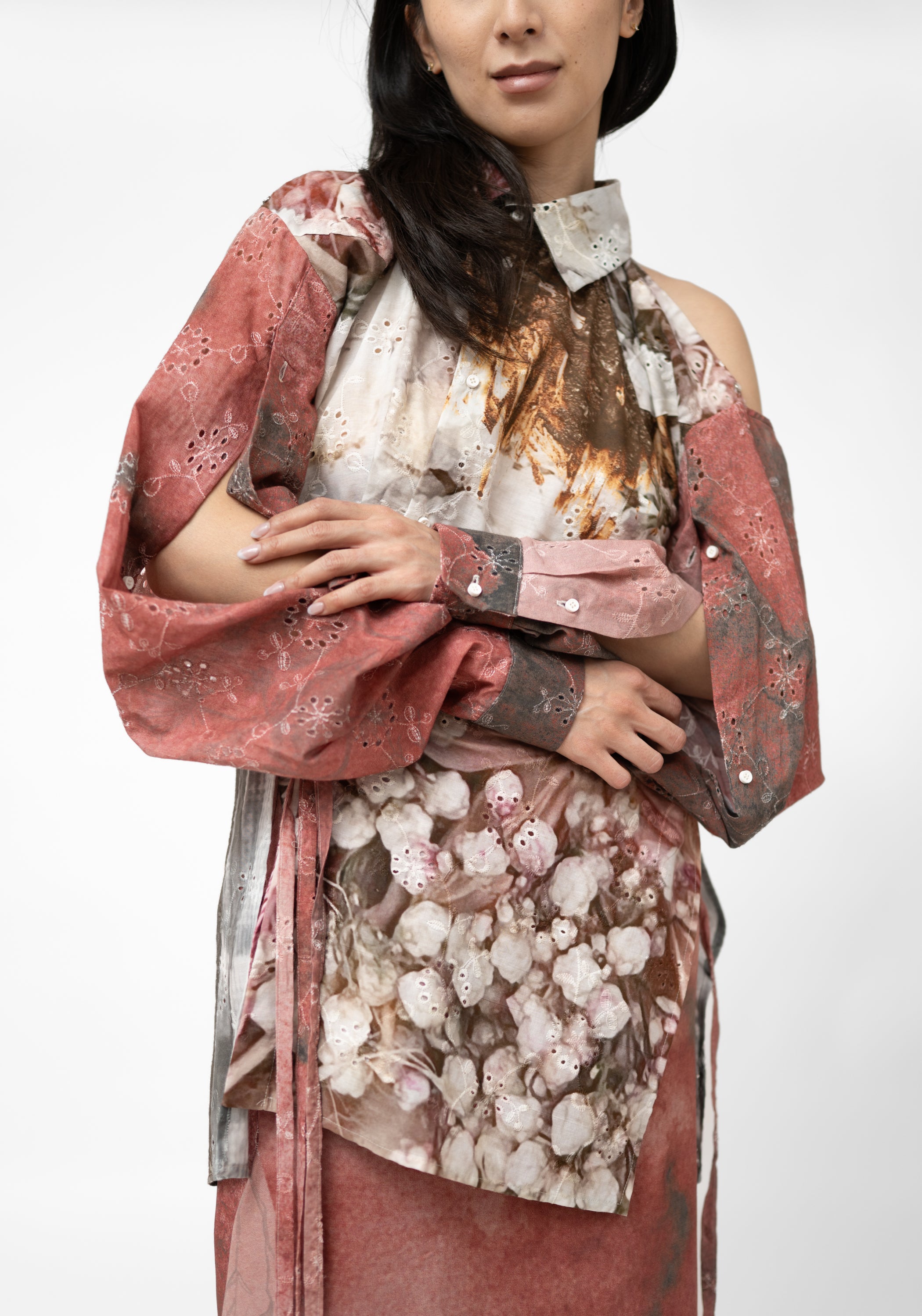 Transformable Open Shoulder Tie Detail Printed Blouse - December Thieves