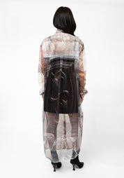 Oversized Semi-Sheer Printed Mesh Shirt Dress - December Thieves