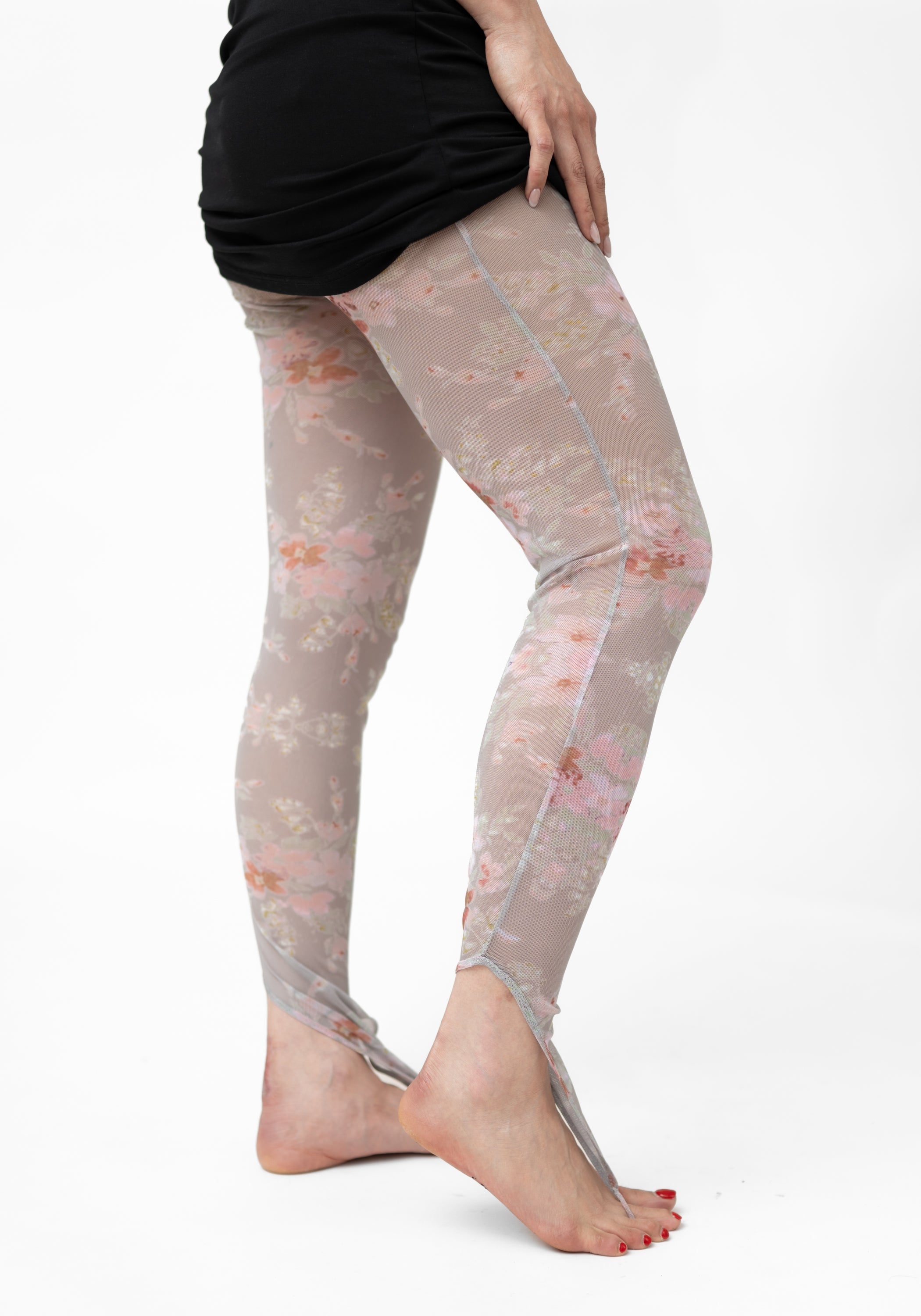 Grey Floral Printed Tights - December Thieves