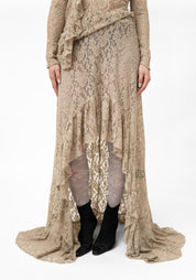 Asymmetric Ruffle Detail Lace Maxi Skirt - December Thieves