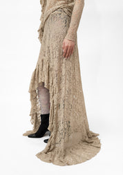 Asymmetric Ruffle Detail Lace Maxi Skirt - December Thieves