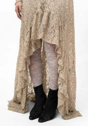 Asymmetric Ruffle Detail Lace Maxi Skirt - December Thieves
