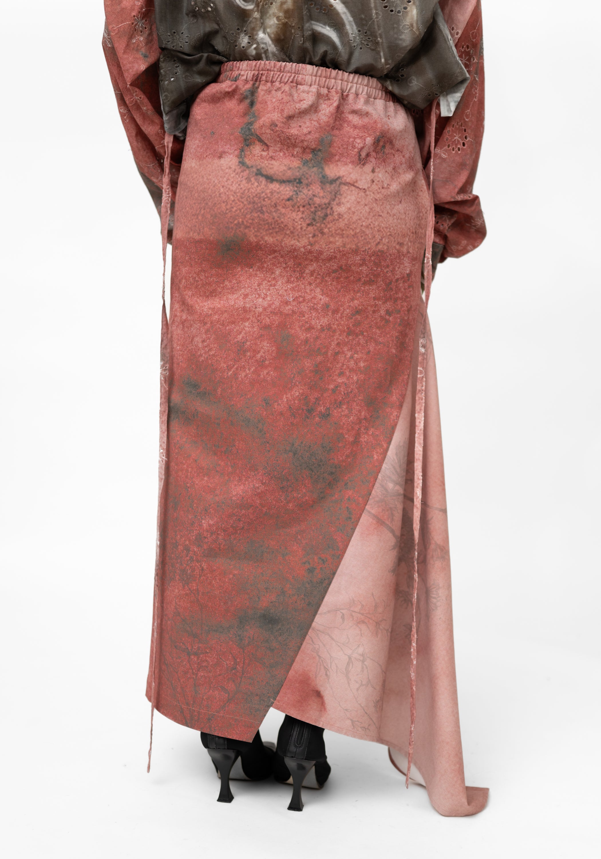 Asymmetric Paneled Stretch Denim Printed Skirt - December Thieves