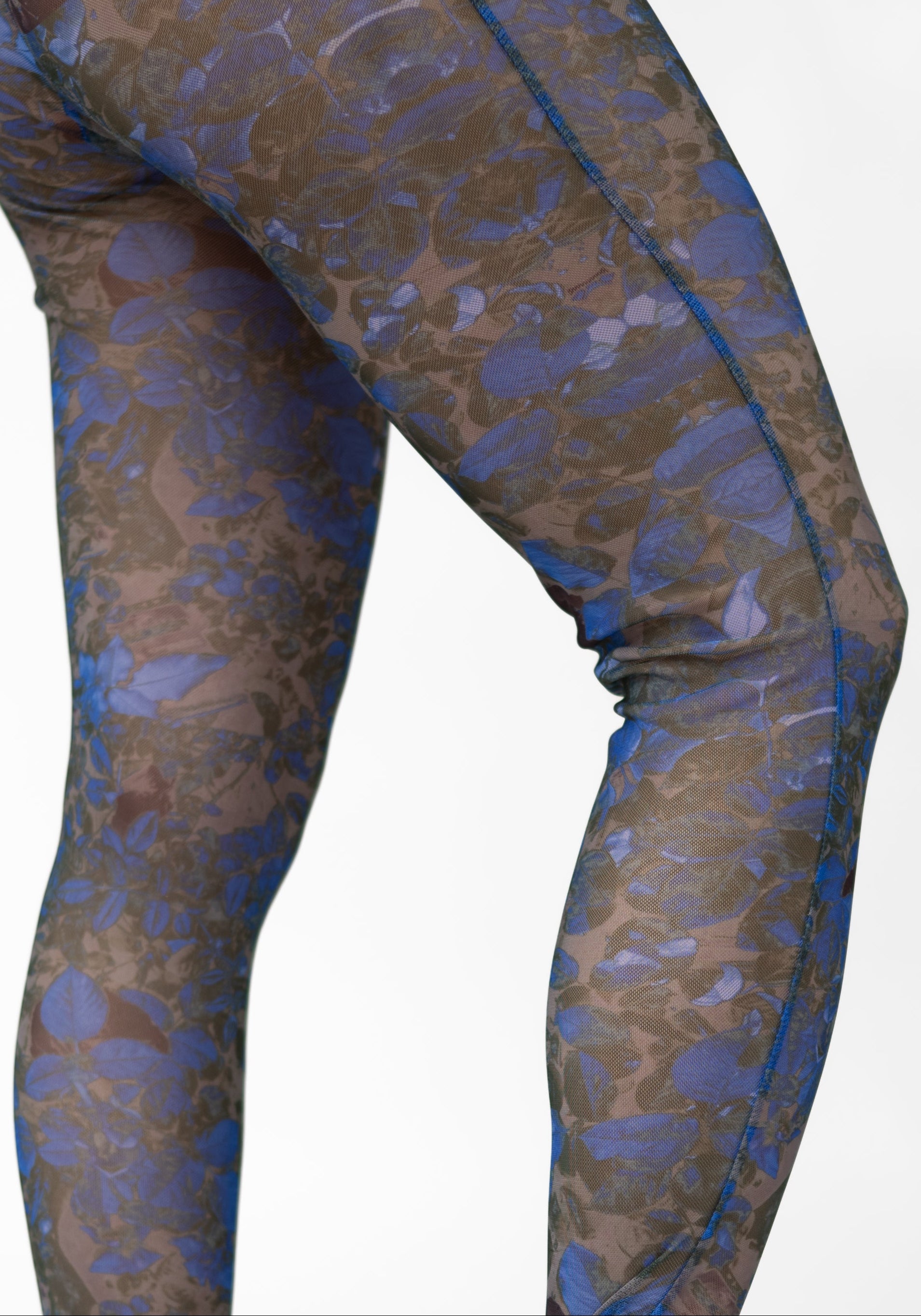 Blue Floral Printed Tights - December Thieves