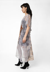Semi-Sheer Printed Lace Back Lace Dress - December Thieves