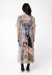 Semi-Sheer Printed Lace Back Lace Dress - December Thieves