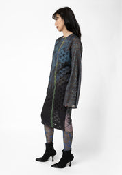 Semi-Sheer Bell Sleeve Printed Midi Dress - December Thieves