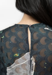 Semi-Sheer Bell Sleeve Printed Midi Dress - December Thieves