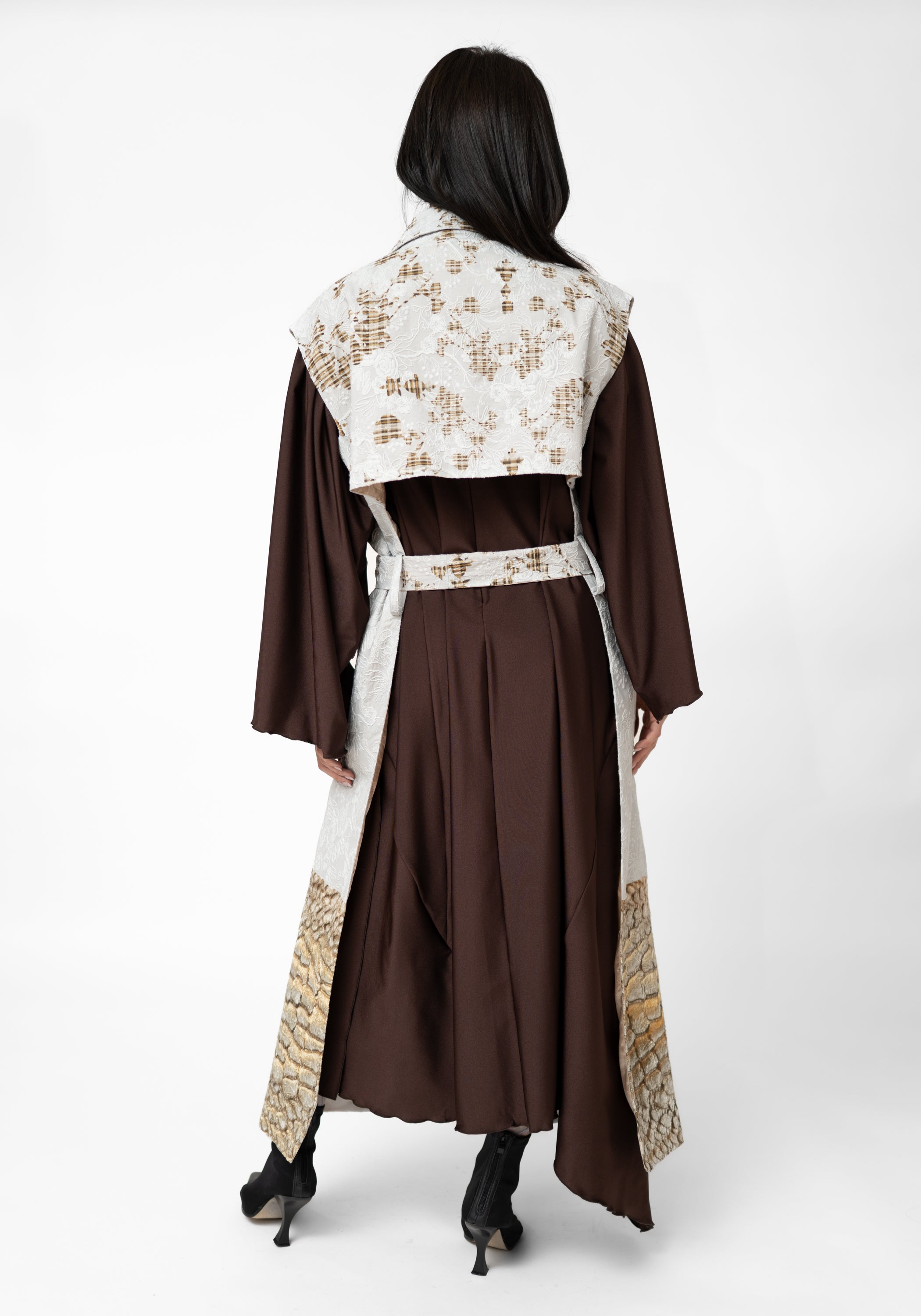 Open Back Tie Waist Printed Maxi Vest - December Thieves