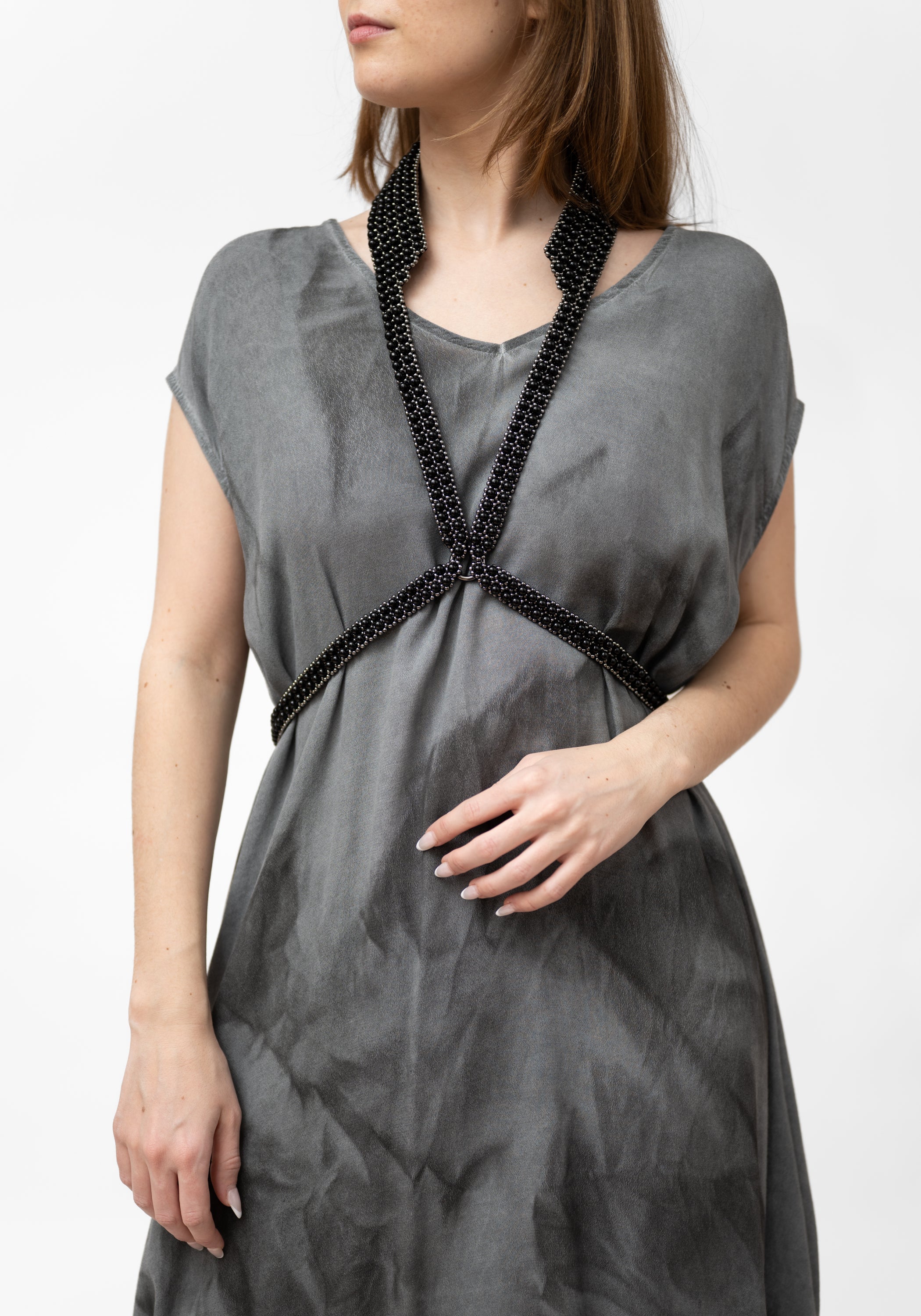 Jet Black V-Neck Harness with Collar Stand - December Thieves