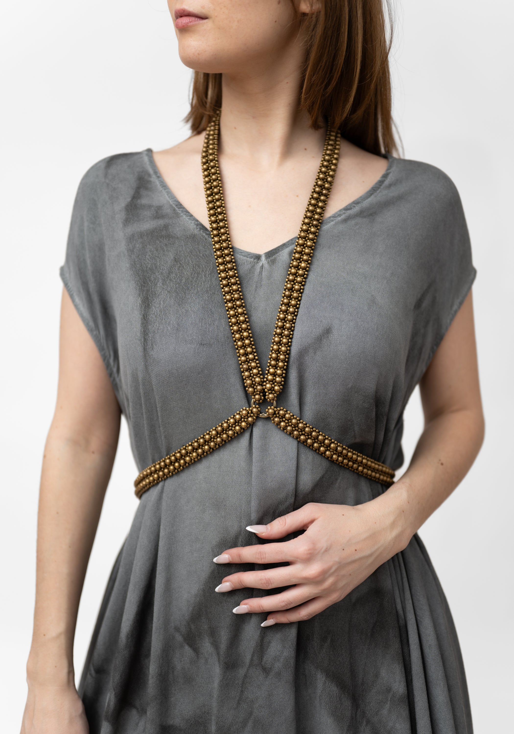Antique Gold Tone X-Neck Harness - December Thieves