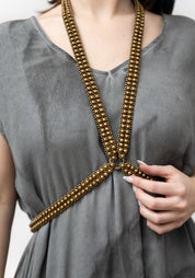 Antique Gold Tone X-Neck Harness - December Thieves