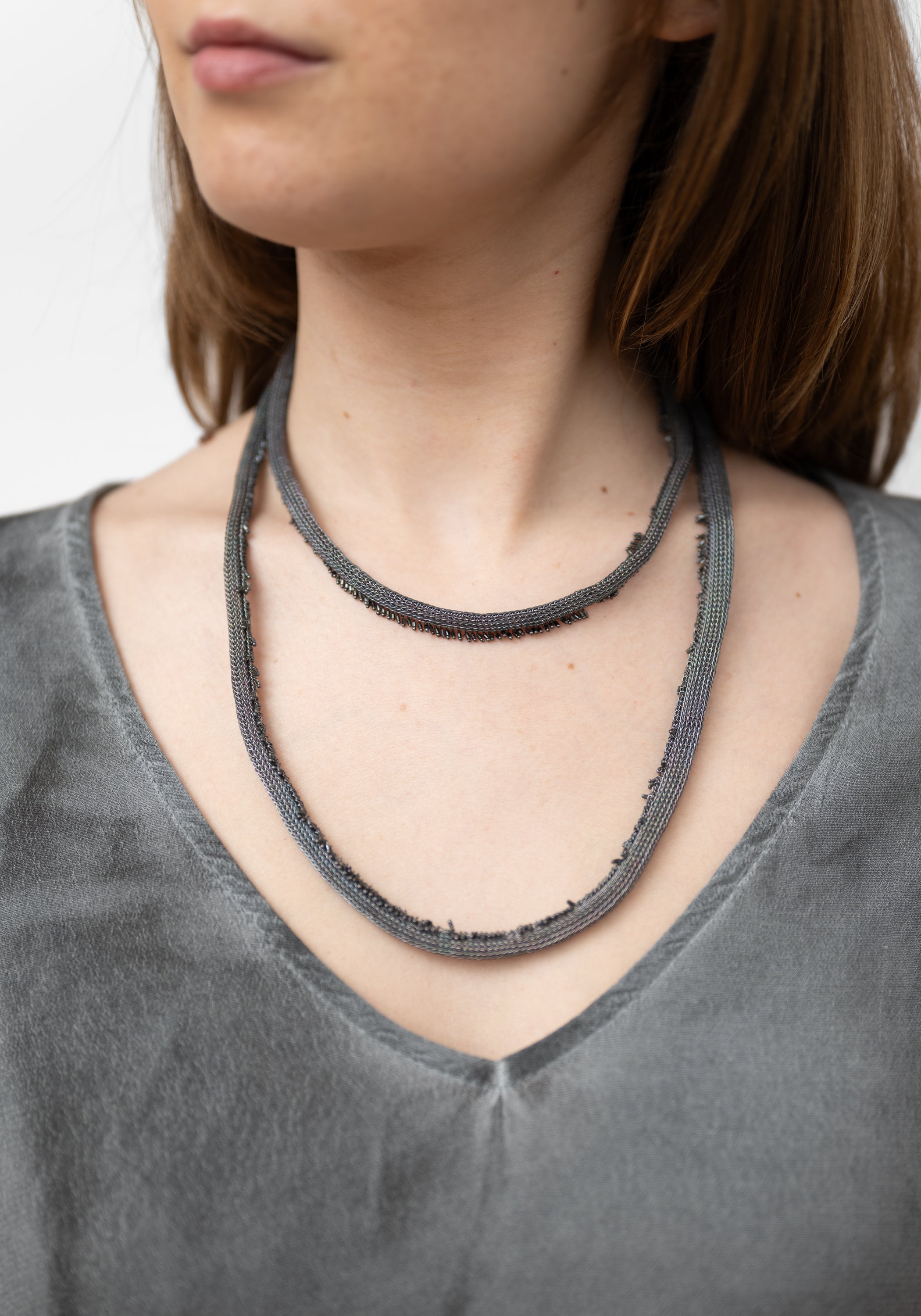 Mirzam Oxidized Sterling Plated Beaded Edges Necklace - December Thieves