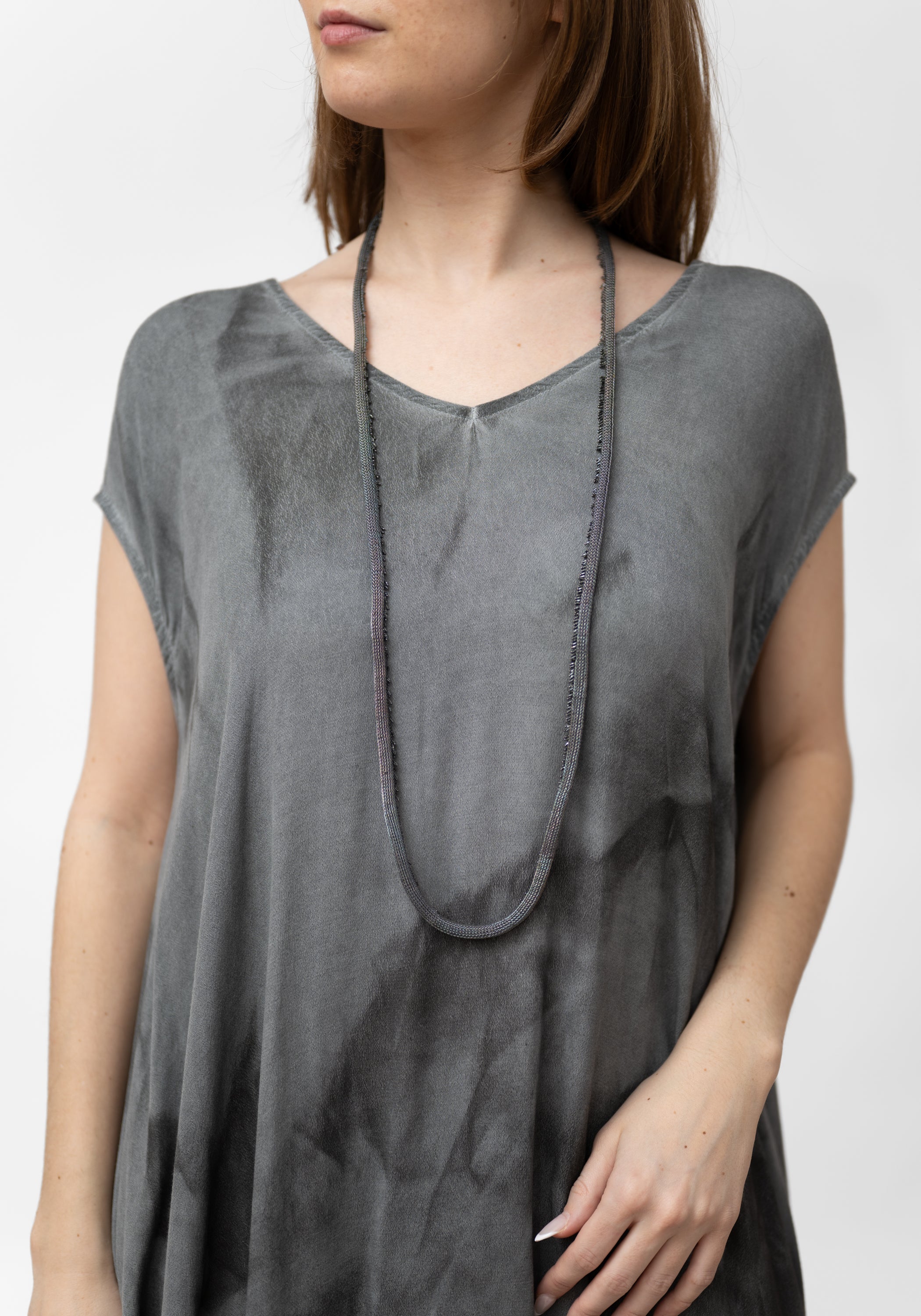 Mirzam Oxidized Sterling Plated Beaded Edges Necklace - December Thieves
