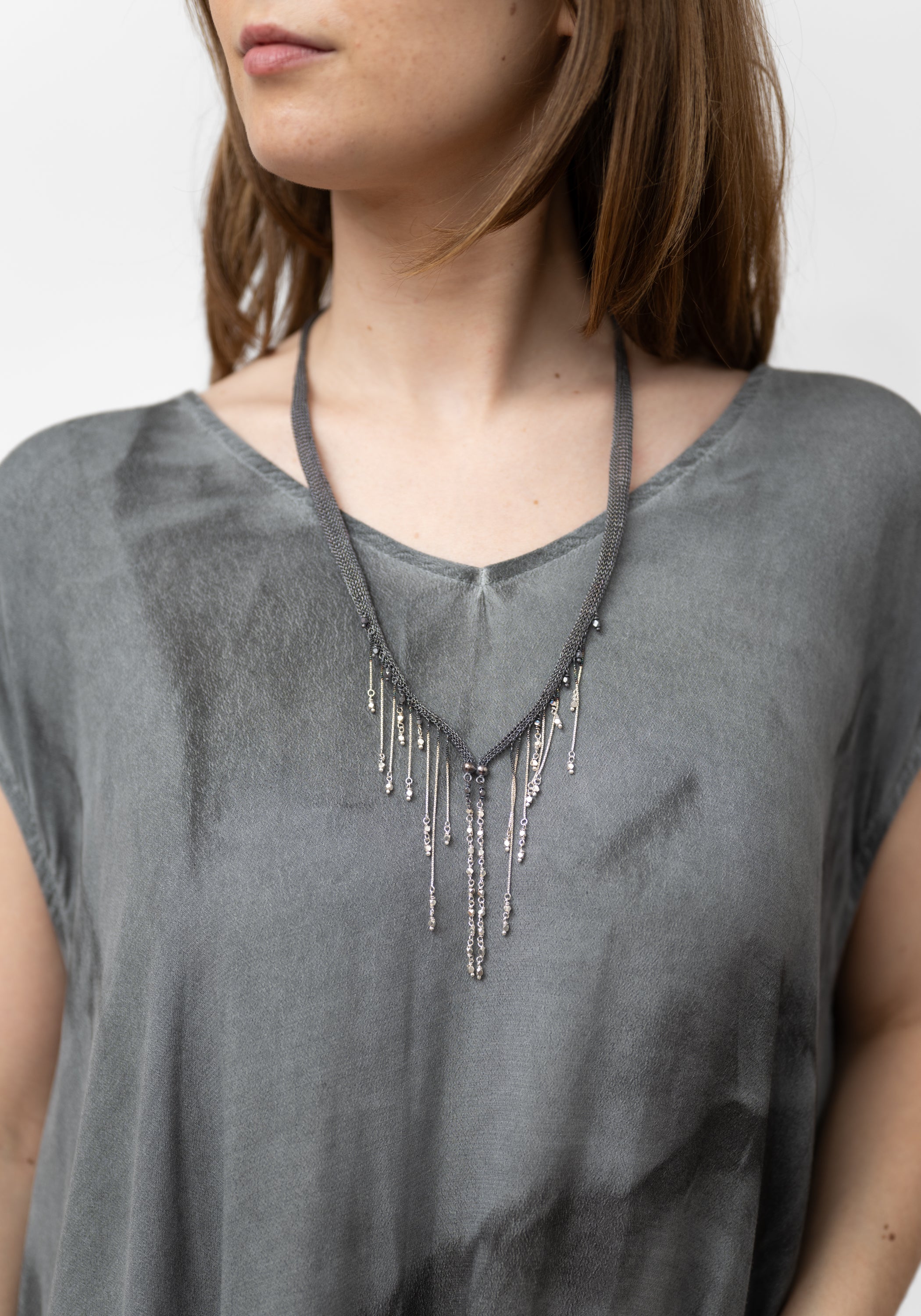 Altair Sterling Plated Beaded Fringe Necklace - December Thieves