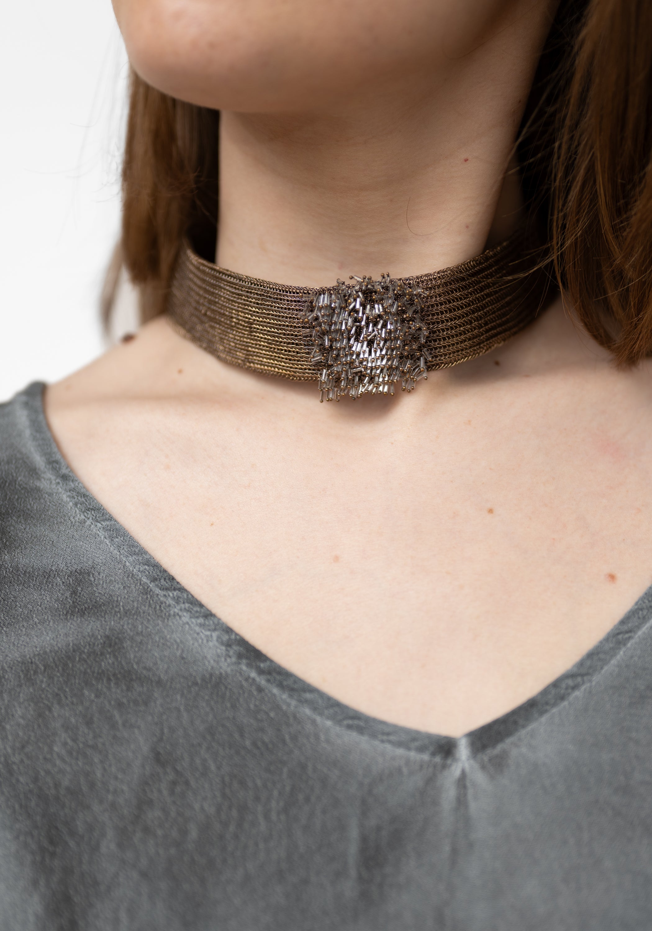 Schedir Sterling Plated Beaded Choker - December Thieves