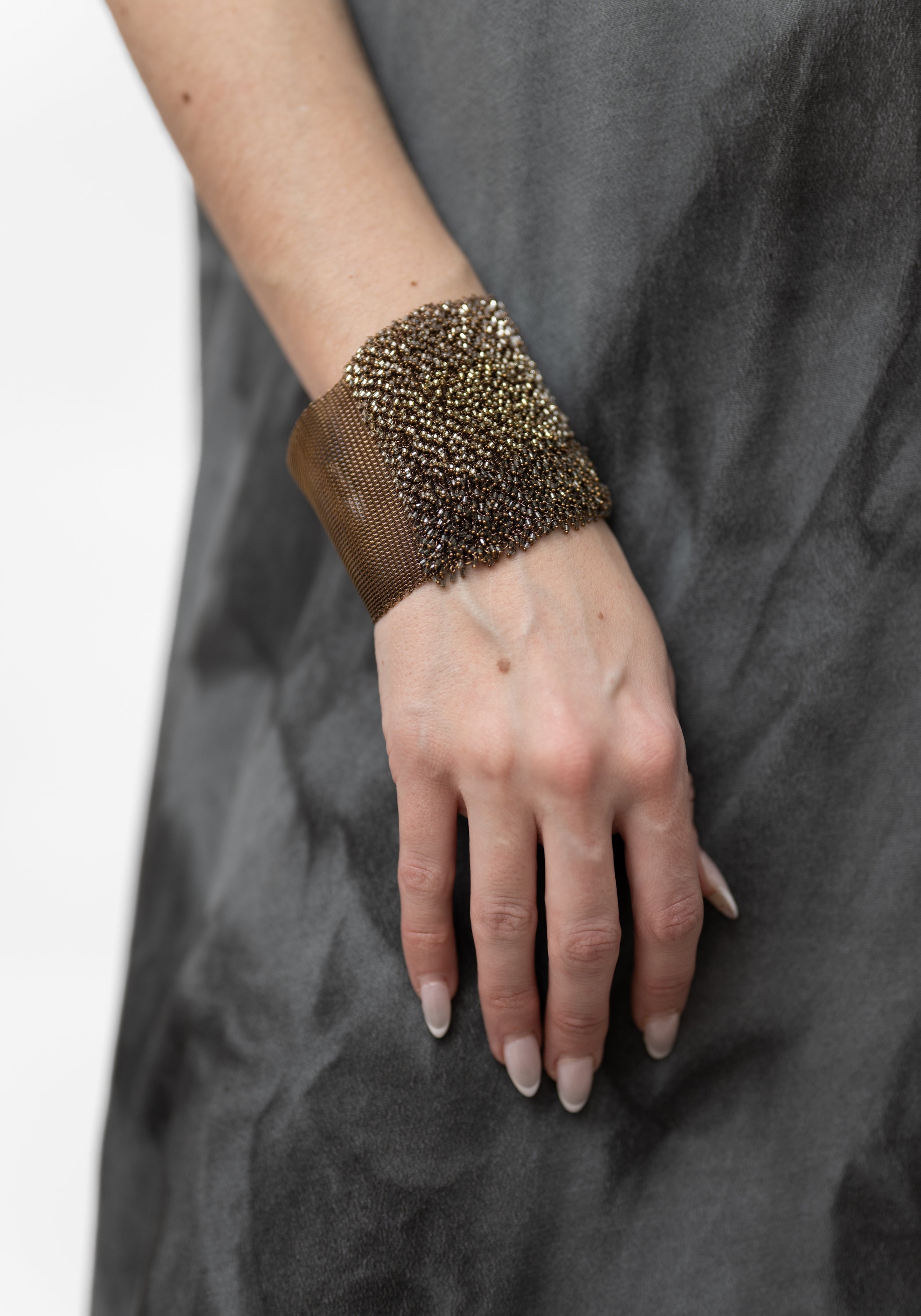 Vega Silver and Gold Plated Wide Beaded Bracelet - December Thieves