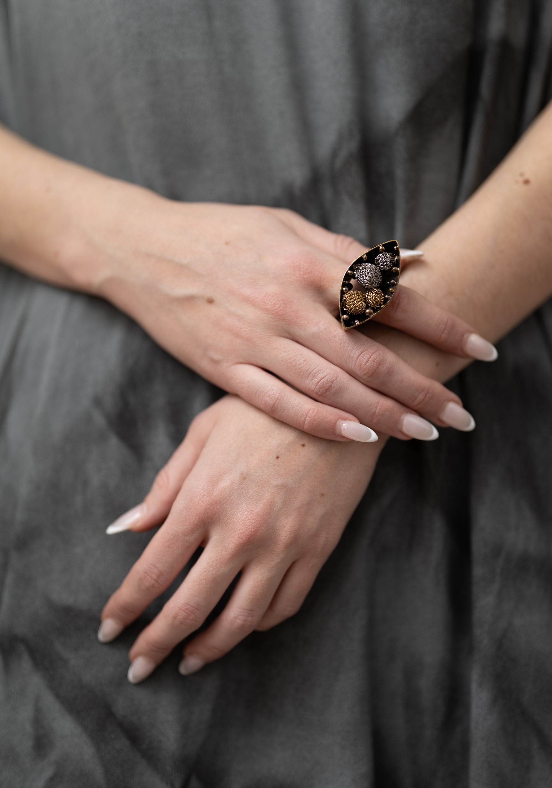 Denebola Gold Plated and Stainless Encased Globes Ring - December Thieves