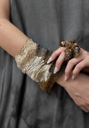 Betelgeuse Sterling Plated Beaded and Embroidered Long Cuff - December Thieves