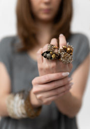 Denebola Gold Plated and Stainless Encased Globes Ring - December Thieves