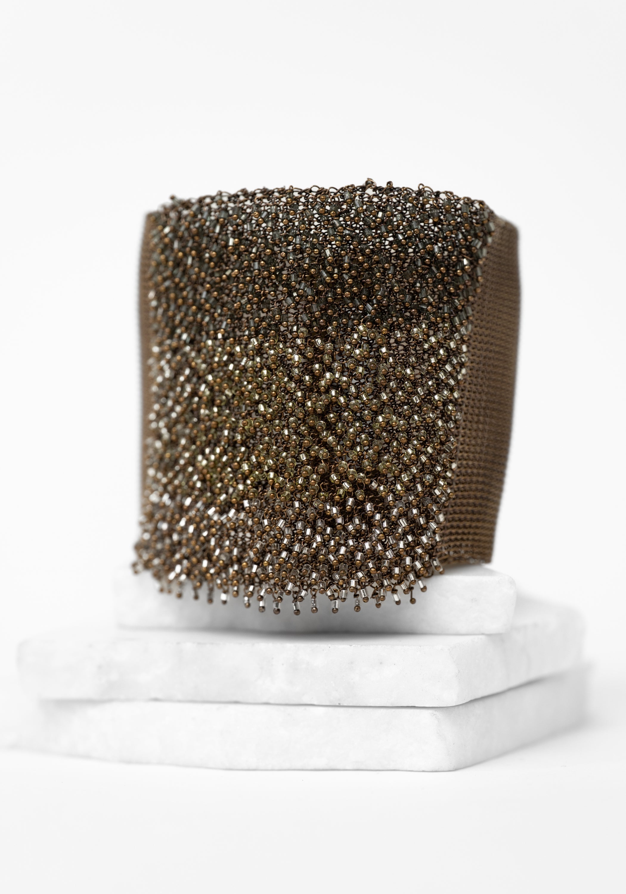 Vega Silver and Gold Plated Wide Beaded Bracelet - December Thieves