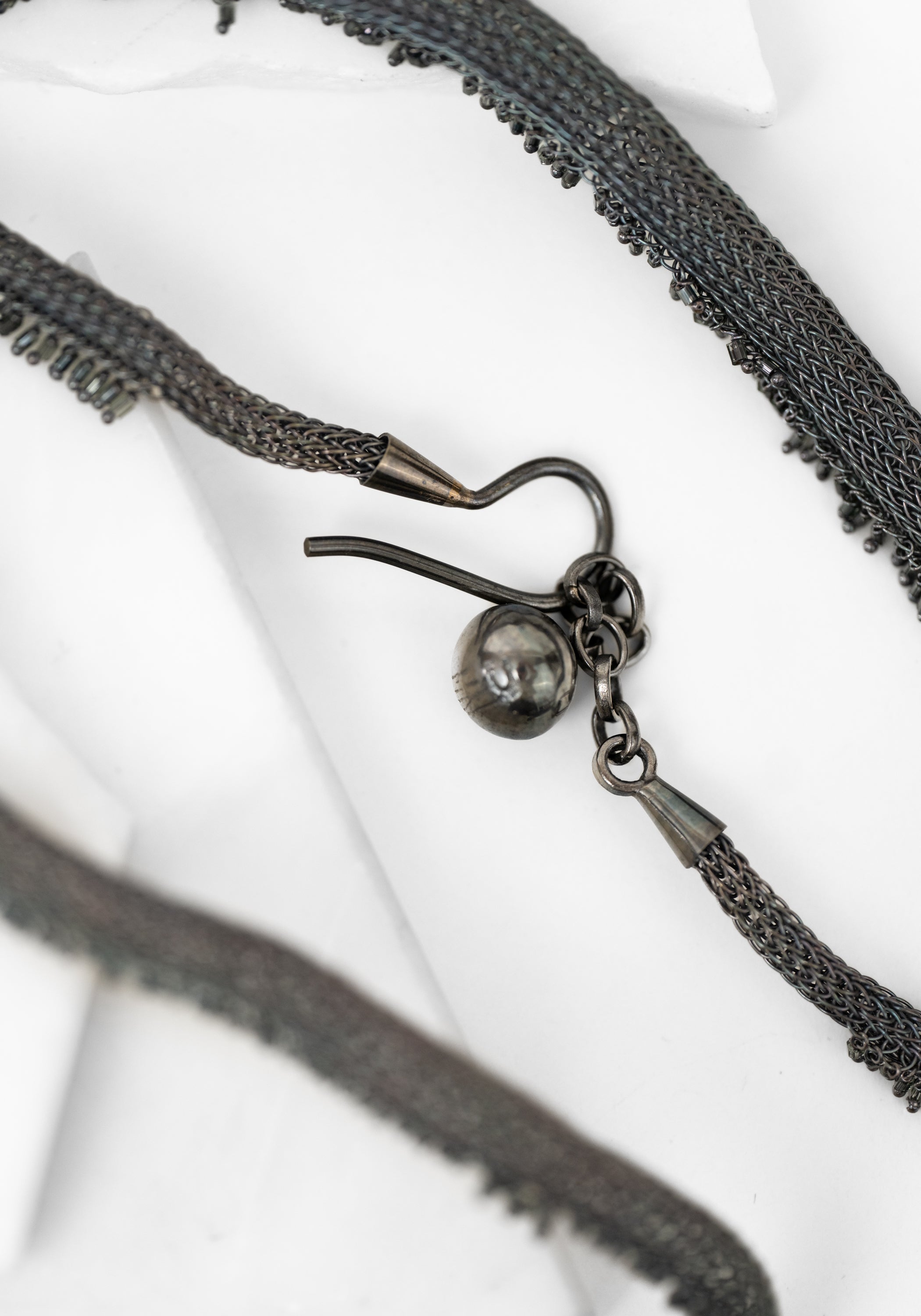 Mirzam Oxidized Sterling Plated Beaded Edges Necklace - December Thieves