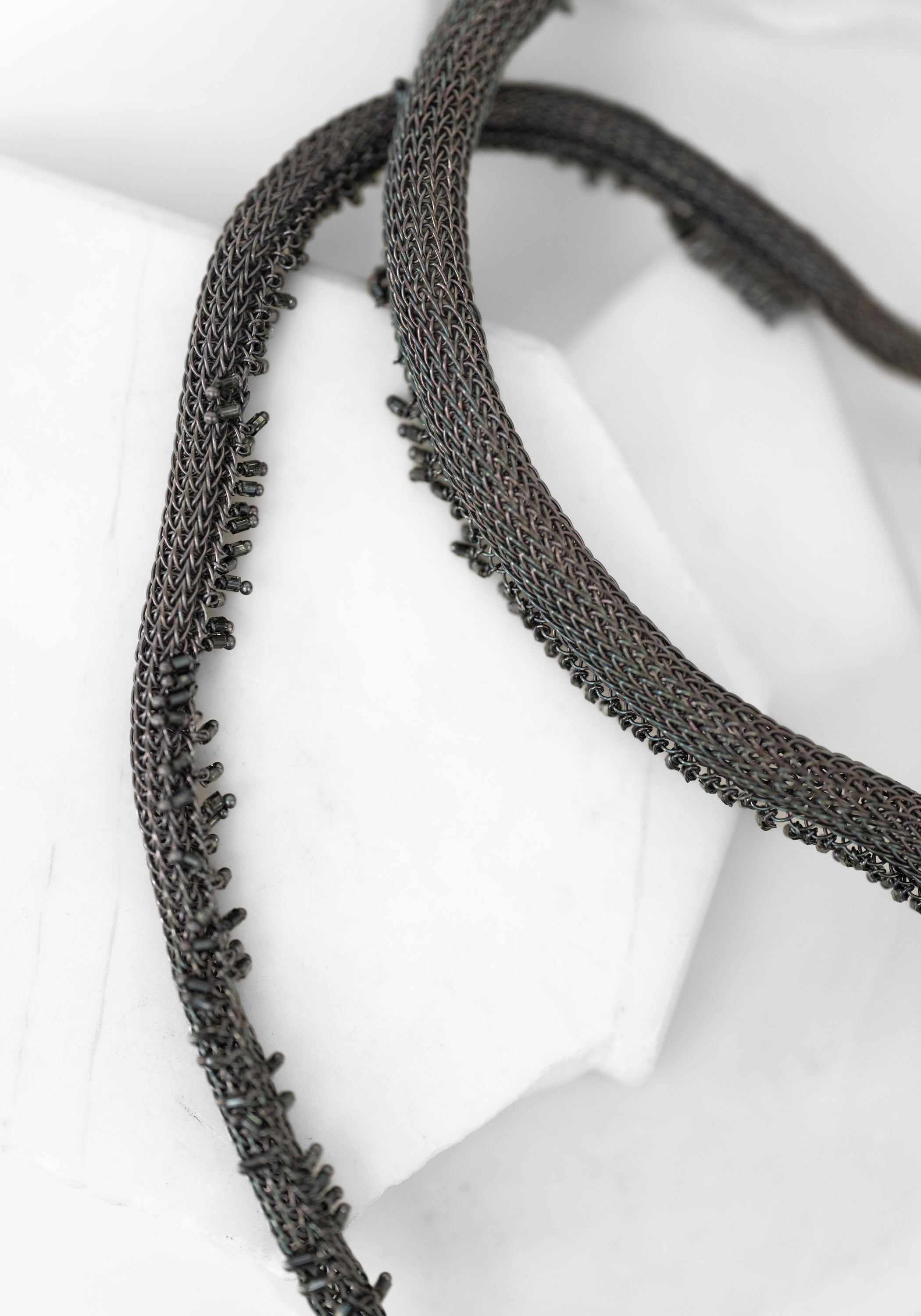 Mirzam Oxidized Sterling Plated Beaded Edges Necklace - December Thieves