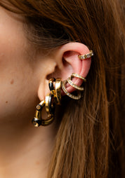 Trilogy Layered Gold Plated Stainless Steel and White Zirconias Ear Cuff