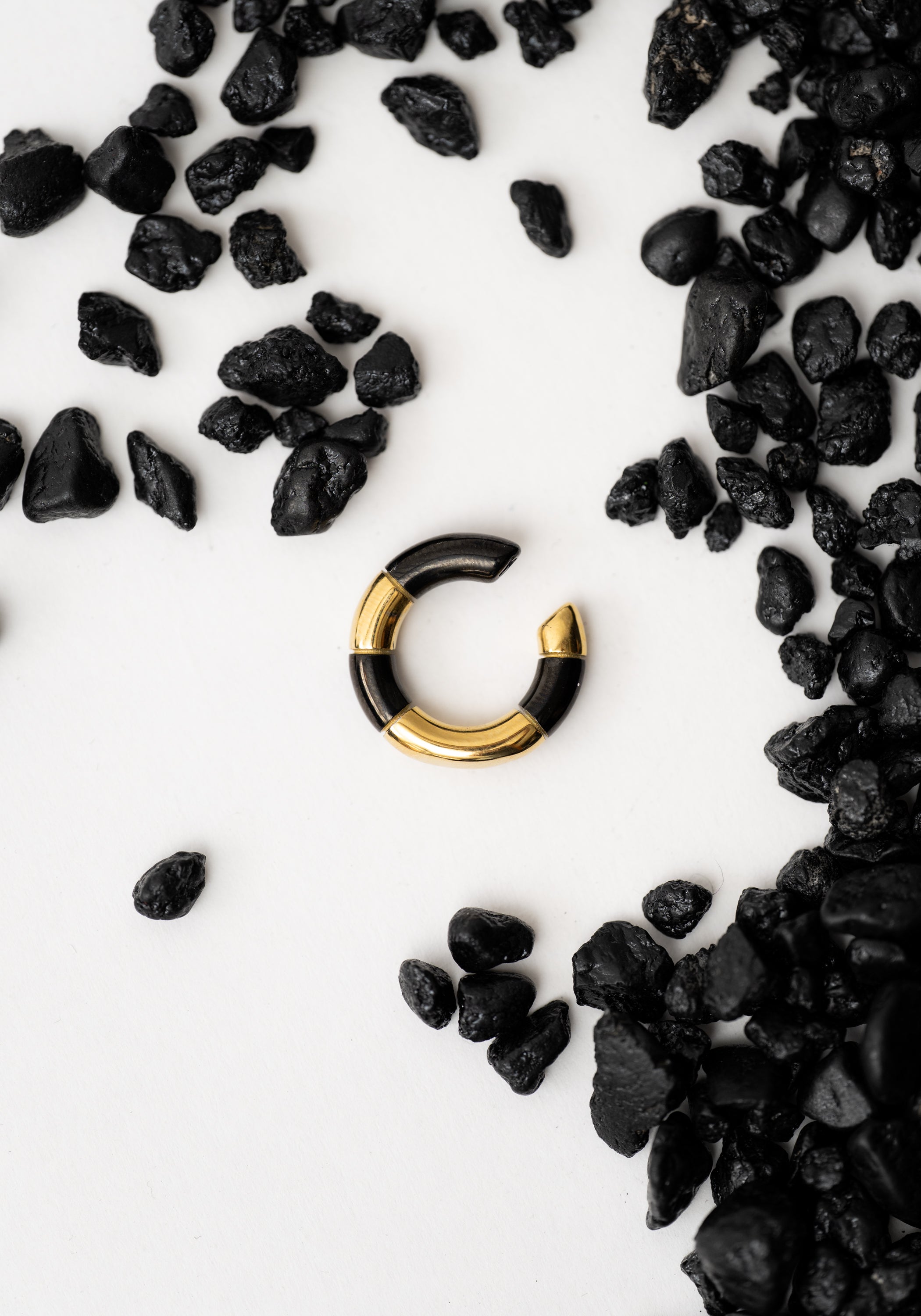Blake Striped Gold Plated Stainless Steel Ear Cuff
