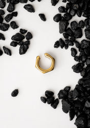 Lovis Hex Bi-Color Gold Plated Stainless Steel and Pave Set Zirconias Ear Cuff