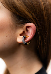 Lana Striped Pave Set Zirconias Gold Plated Stainless Steel Ear Cuff