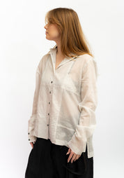 Paneled Semi-Sheer Metallic Blouse