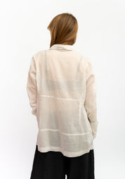 Paneled Semi-Sheer Metallic Blouse