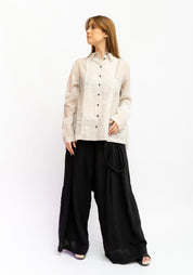 Paneled Semi-Sheer Metallic Blouse