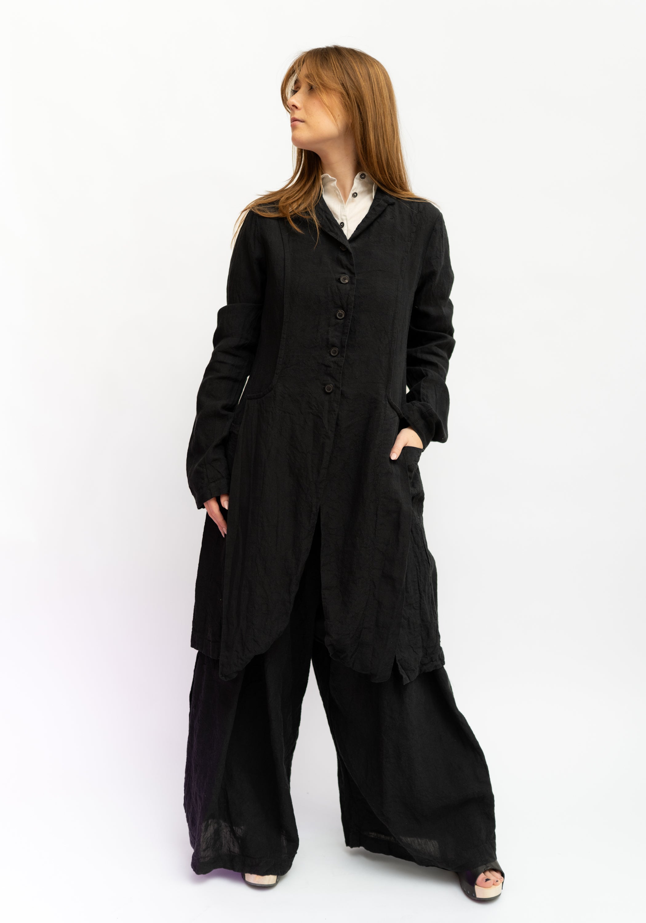 Long Side Slit Linen Jacket