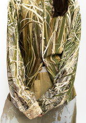 Draped Scarf Detail Oversized Puff Sleeve Printed Blouse