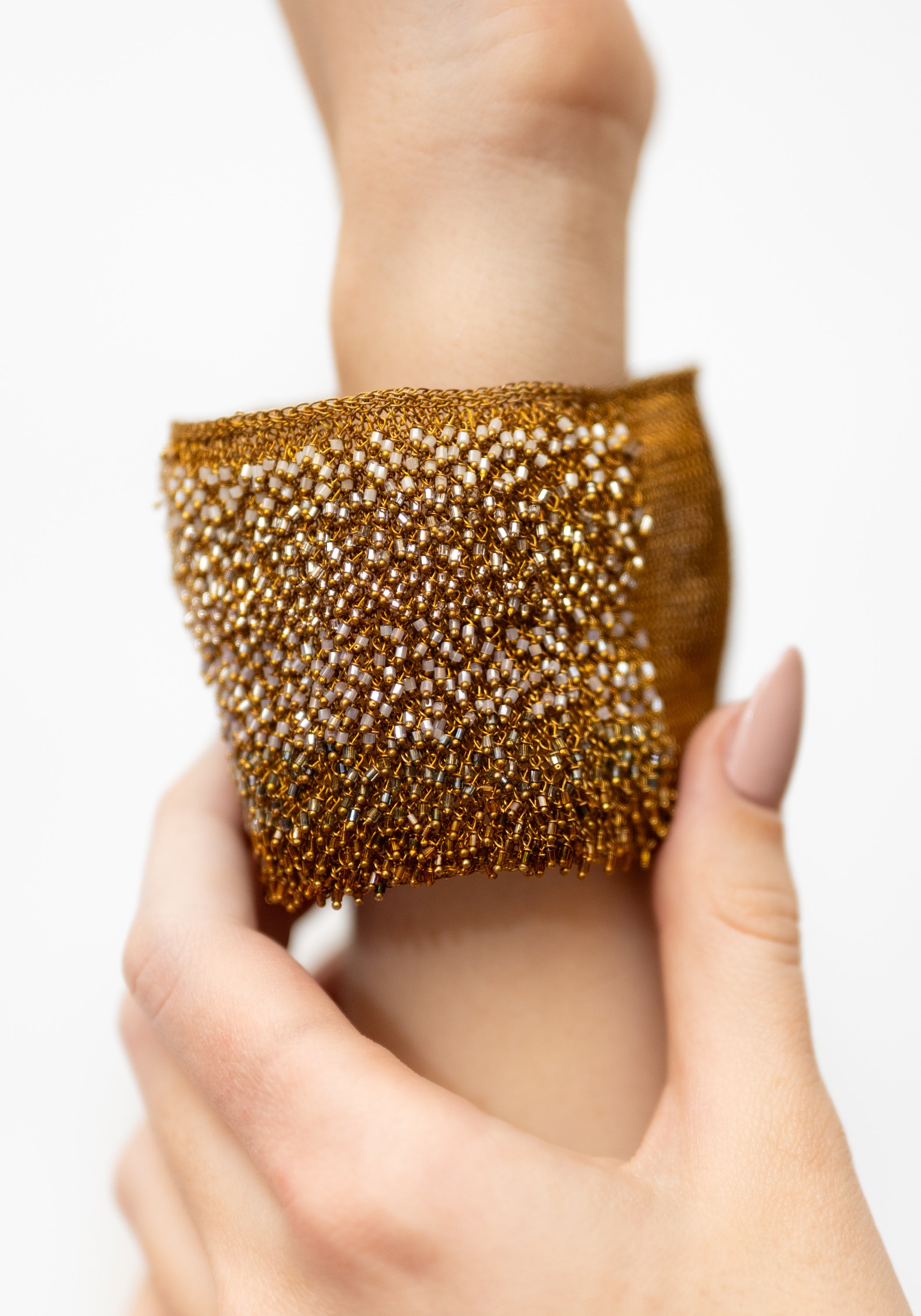 Sunset Tones Oxidized Brass and Swarovski Cuff