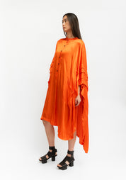 Bold Pleated Sleeve Oversized Tunic Shirt Dress