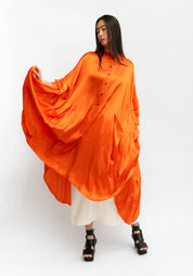 Bold Pleated Sleeve Oversized Tunic Shirt Dress