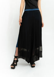 Paneled Contrast Details Cropped Wide Leg Pants