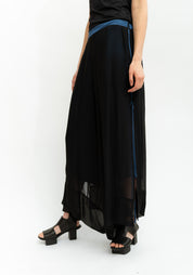 Paneled Contrast Details Cropped Wide Leg Pants