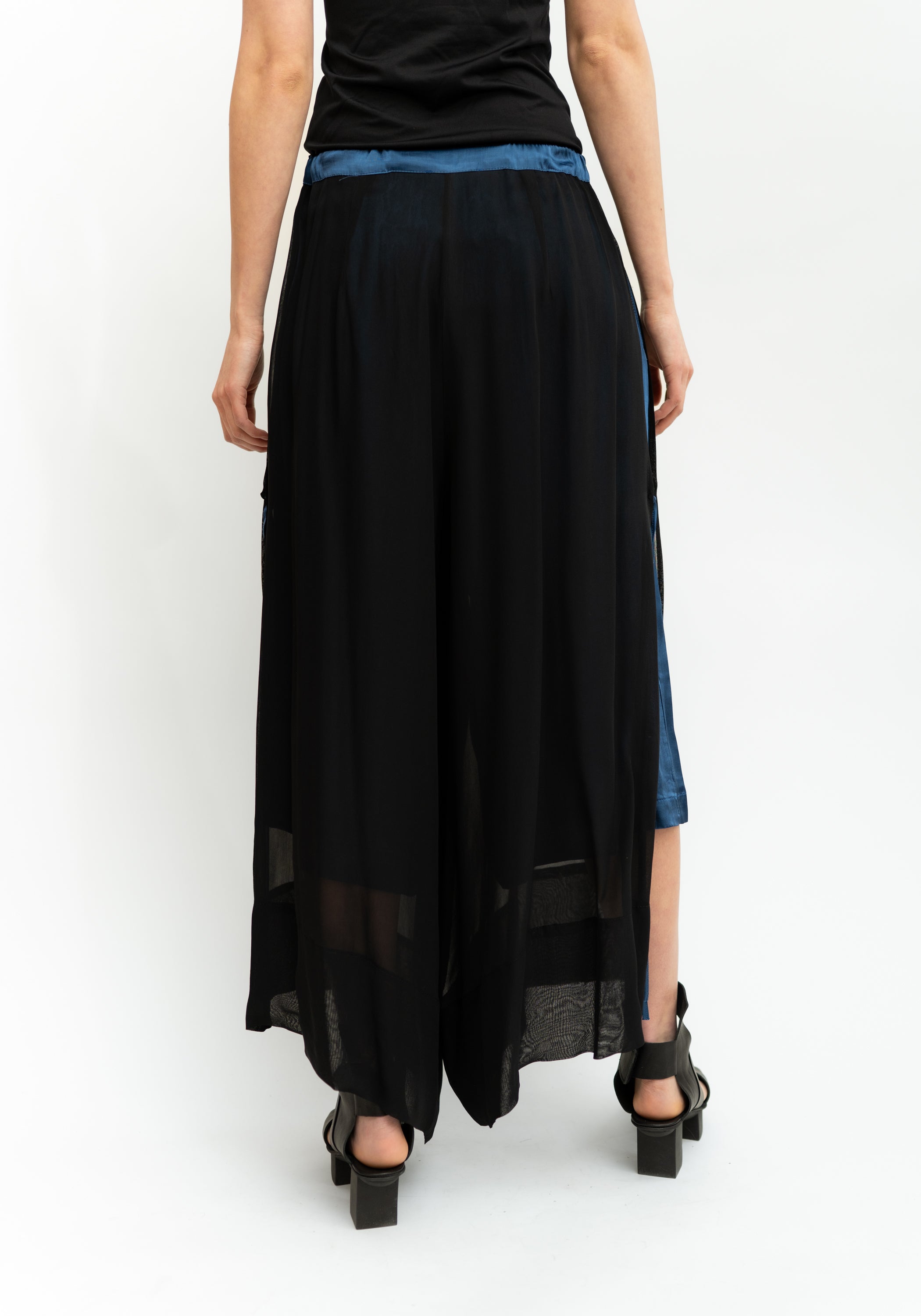 Paneled Contrast Details Cropped Wide Leg Pants