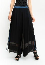 Paneled Contrast Details Cropped Wide Leg Pants