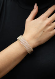 Ribbed Ombre Oxidized Sterling Silver Plated Brass Cuff