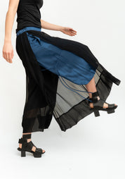 Paneled Contrast Details Cropped Wide Leg Pants