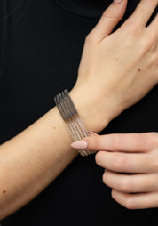 Ribbed Ombre Oxidized Sterling Silver Plated Brass Cuff
