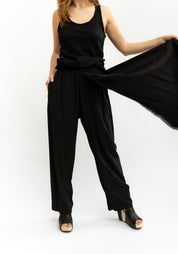 Tapered Leg Pants with Draped Panel
