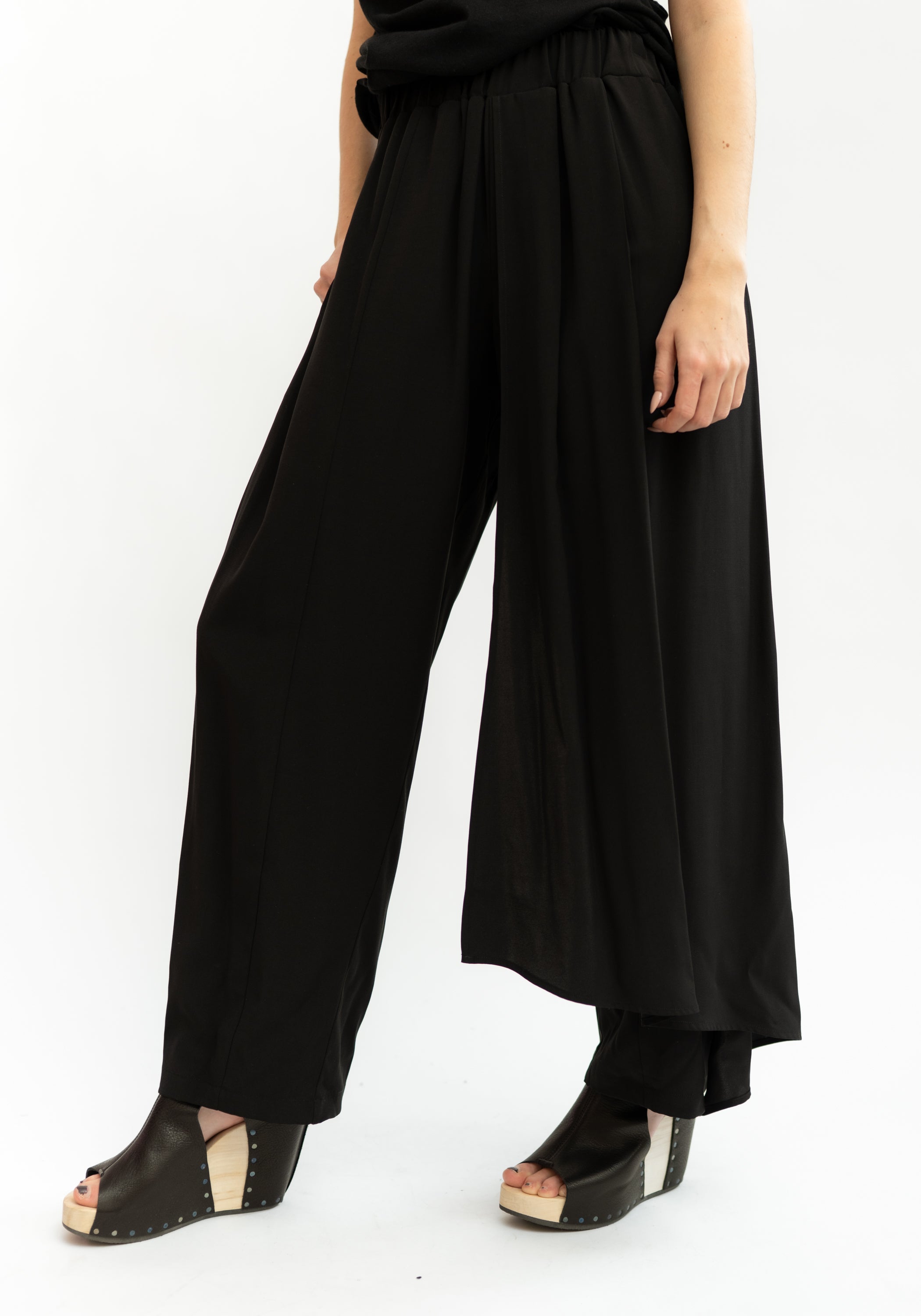 Tapered Leg Pants with Draped Panel