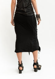 Shredded Texture Patches Pencil Skirt